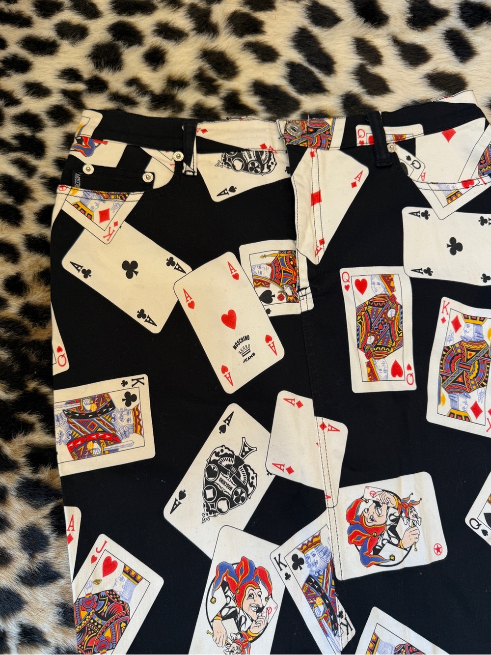 VINTAGE 90s MOSCHINO PLAYING CARDS PENCIL SKIRT VEGAS RARE SIZE US 10 - Picture 2 of 6